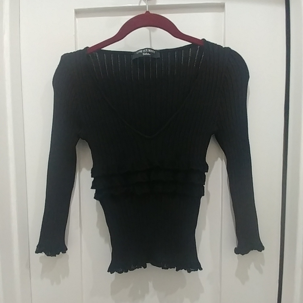 Love Sex Money v-neck sweater size small